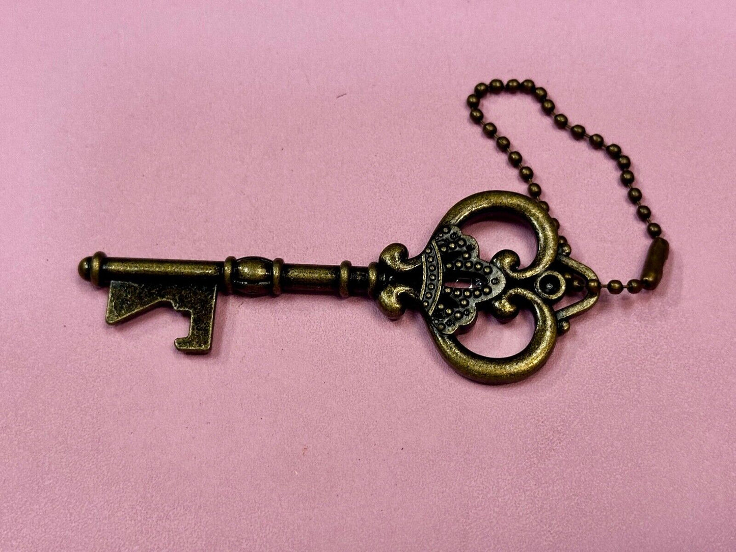 3" Skeleton Key Pendant Antiqued Bronze Keychain, Key Chain Ring Souvenir