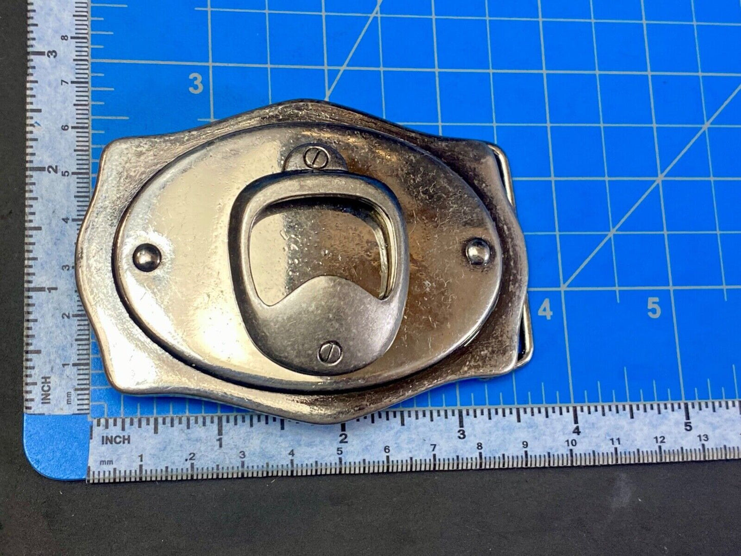 4" WIDE NOVELTY BELT BUCKLE AND BOTTLE OPONER -ULTIMATE BAR PICK UP LINE!
