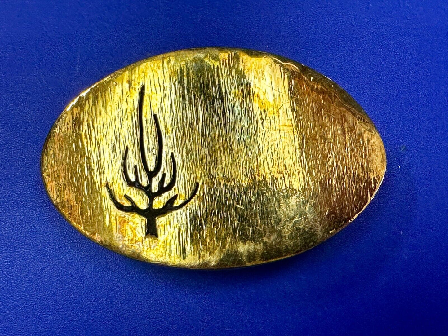 Black inland Fall Tree Small Hippy Vibe Brass Belt Buckle for up to a 1.25" belt