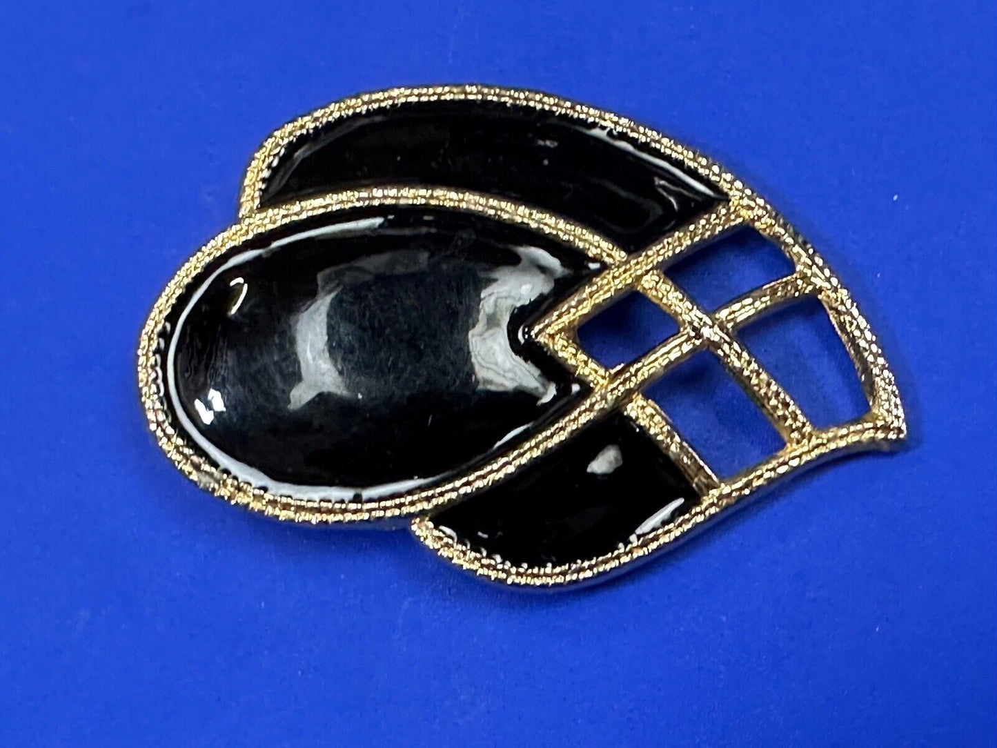 Black Enamel on gold tone 80s USA Day-Lor scarf belt slide buckle