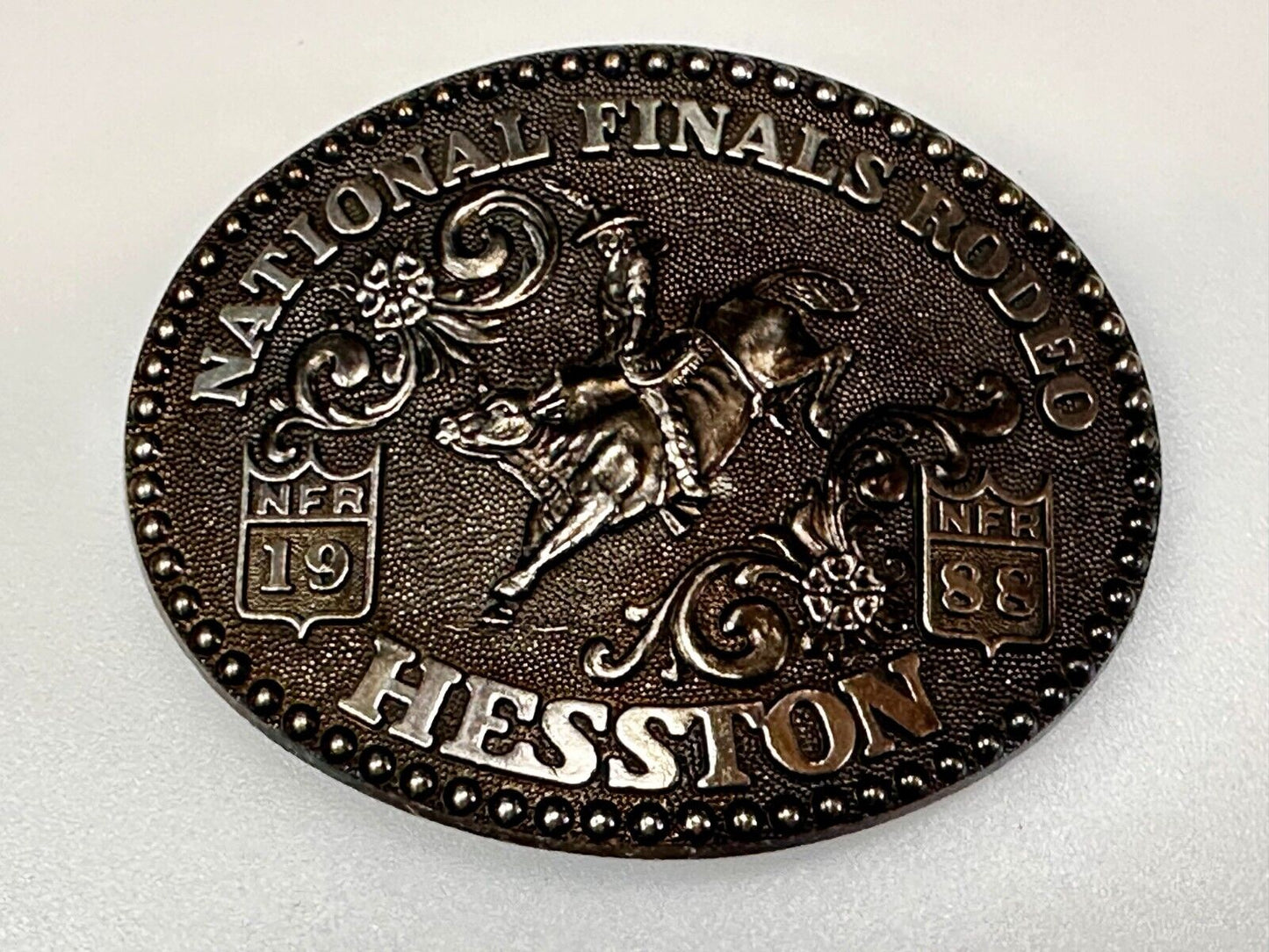 1988 ADM Hesston NFR National Finals Rodeo Cowboys Western Belt Buckle