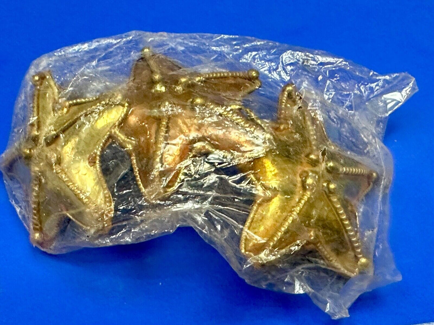 Three connected Starfish Mixed medal & colors , India vibe NOS belt buckle