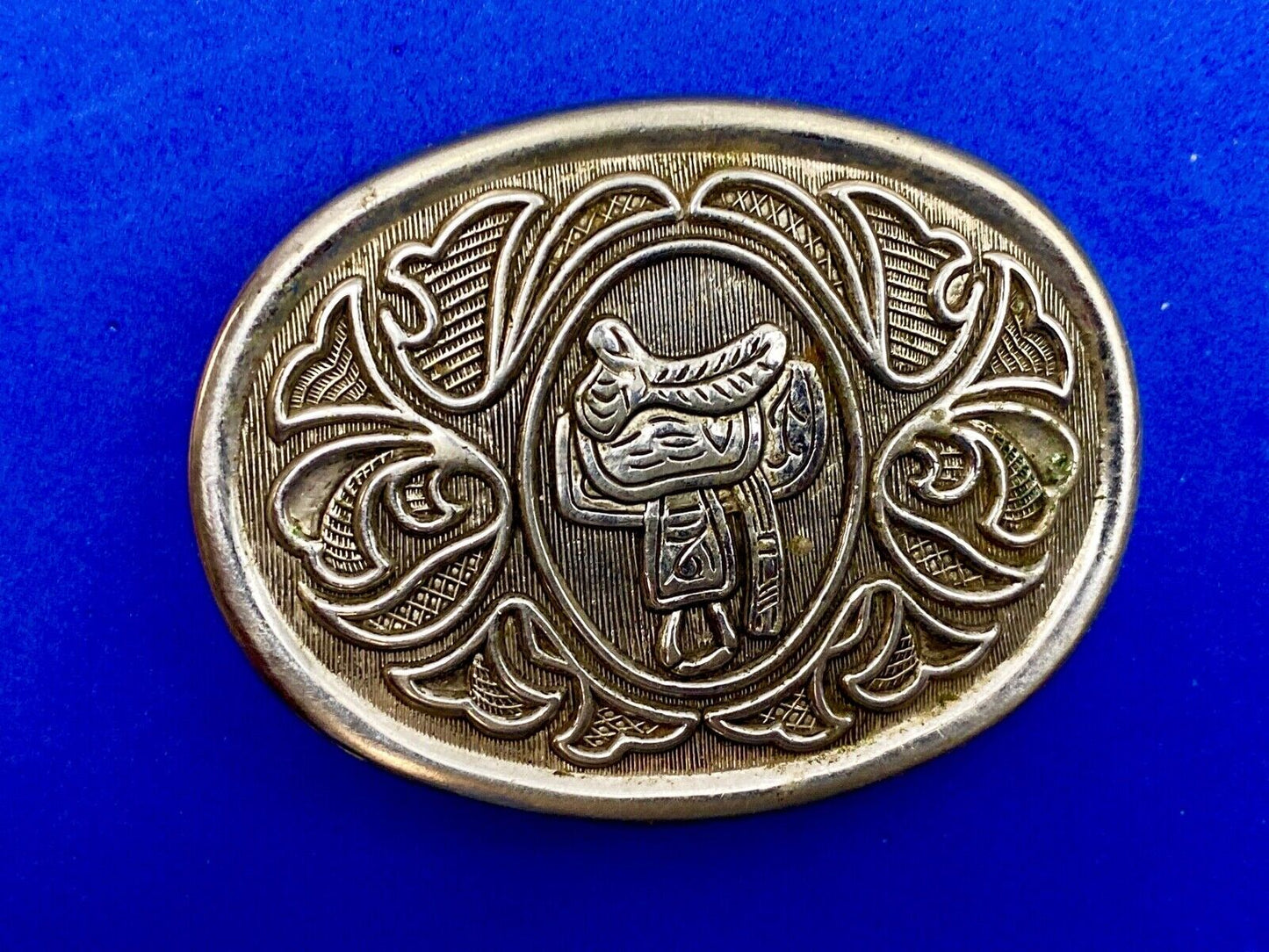 Avon Vintage Silver Tone Horse Saddle Belt Buckle