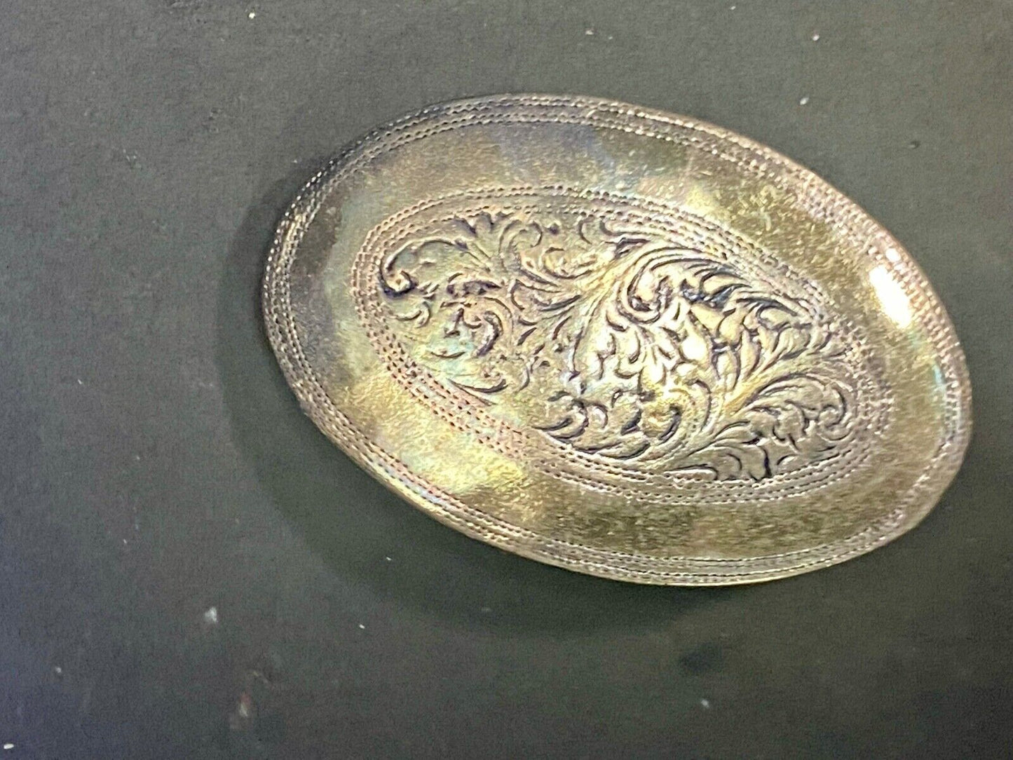 Taiwan Roc Marked Small Western Flower Swirl Silver Tone Belt Buckle
