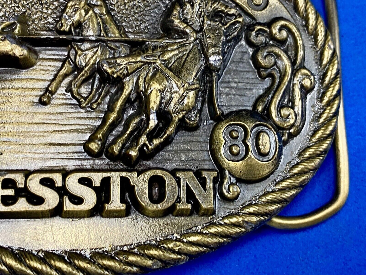 1980 NFR National Finals Rodeo Hesston Adult Cowboy Buckle, Sixth Edition