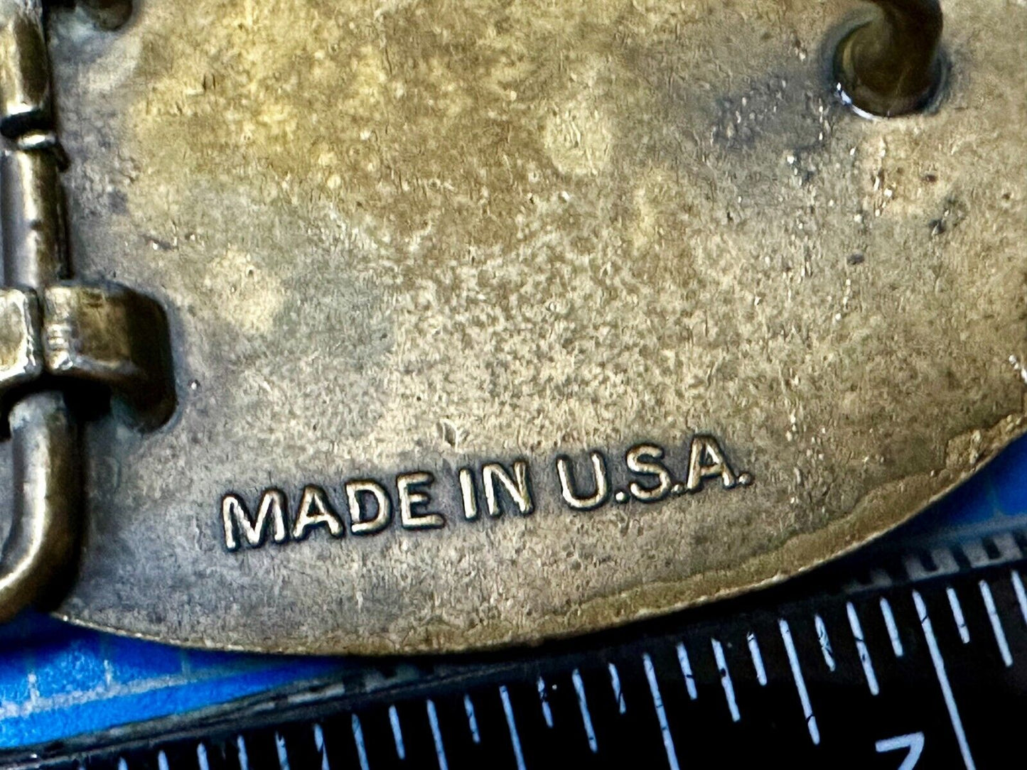 The Great State of Texas - Flag & Star Vintage SMALL USA made Belt Buckle