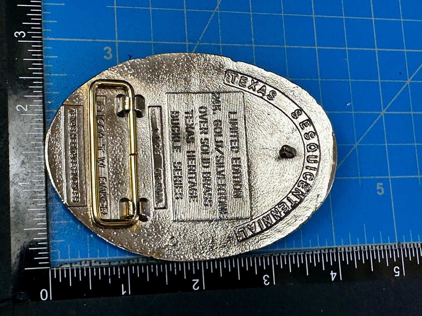TEXAS SESQUICENTENNIAL ALAMO SAN JACINTO CAPITAL 1836-1986 TW Baker Belt Buckle