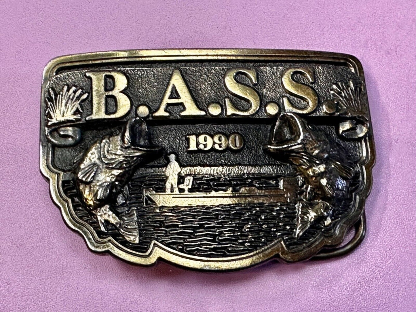 1990 Bass Anglers Sportsman Society Club Great American Fishing Belt Buckle