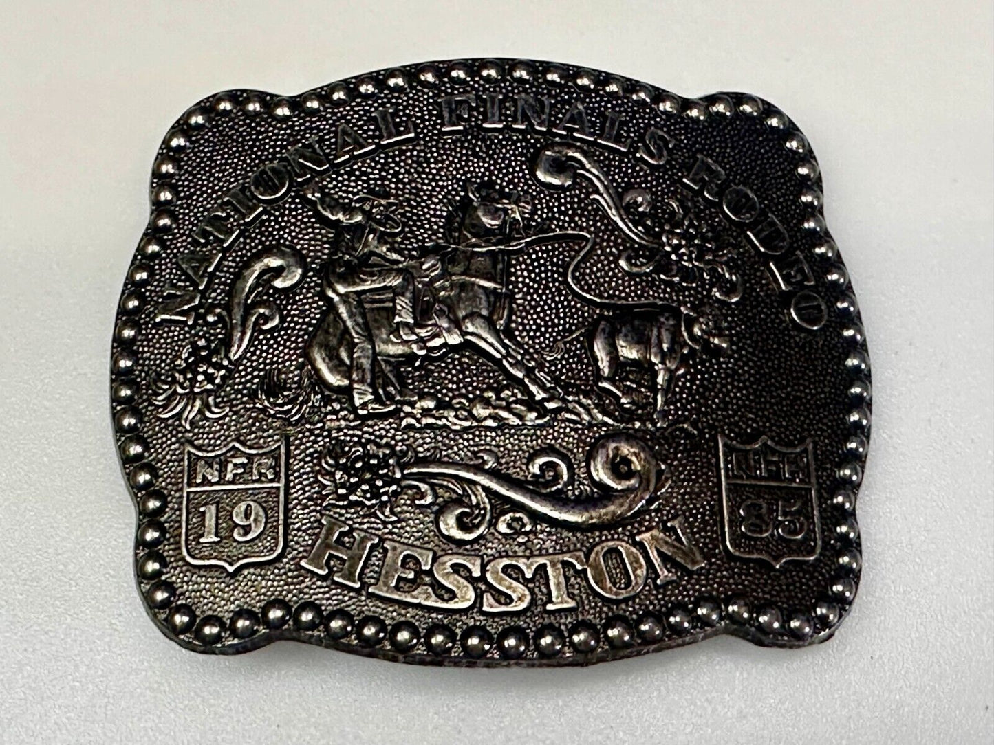 1985 Hesston NFR National Finals Rodeo Cowboys Western Belt Buckle
