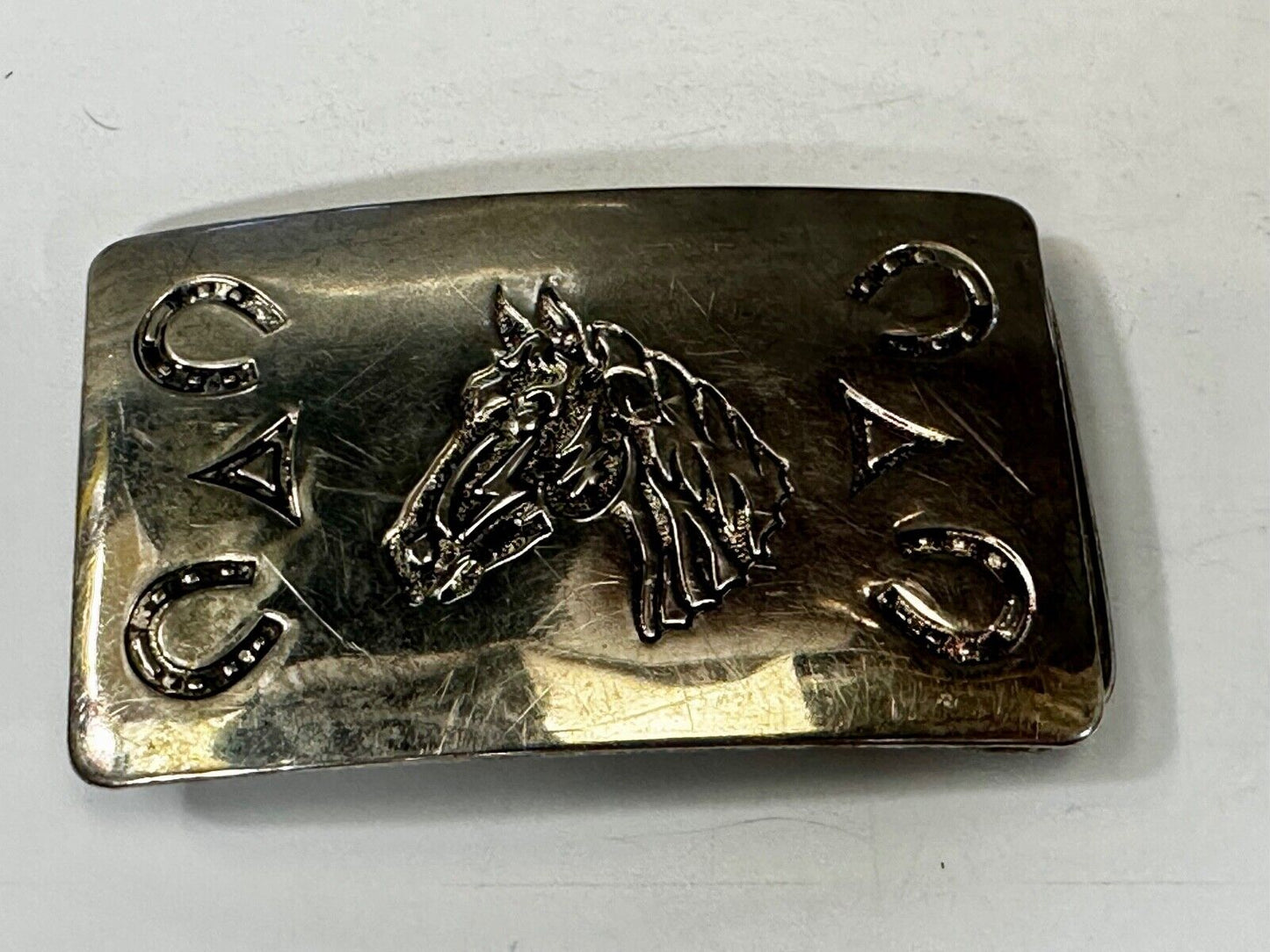 Vintage Chambers Horse Head with Horseshoes Vintage Southwestern Belt Buckle