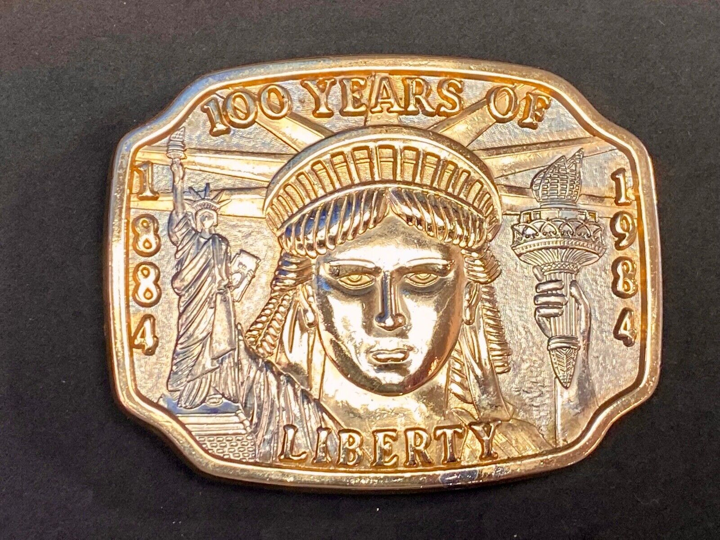 Vintage 1984 Patriotic Lady Liberty 100 Years Of Liberty Collection Belt Buckle