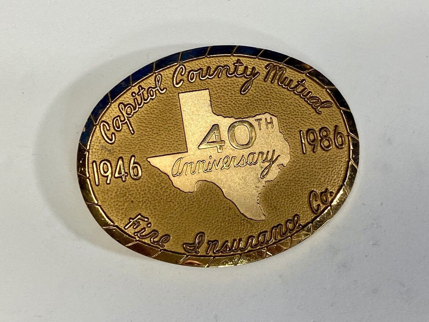 Vintage Capitol County Mutual Texas 40Th Fire Insuriance Co Baliour Belt Buckle