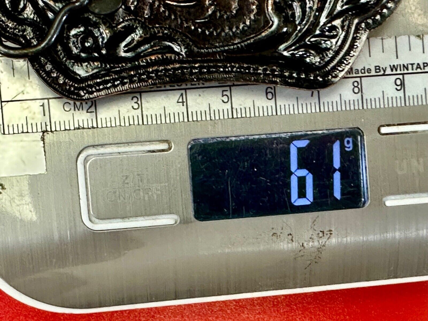 Vintage Horse w/ head down end of the trail two tone ornate western belt buckle