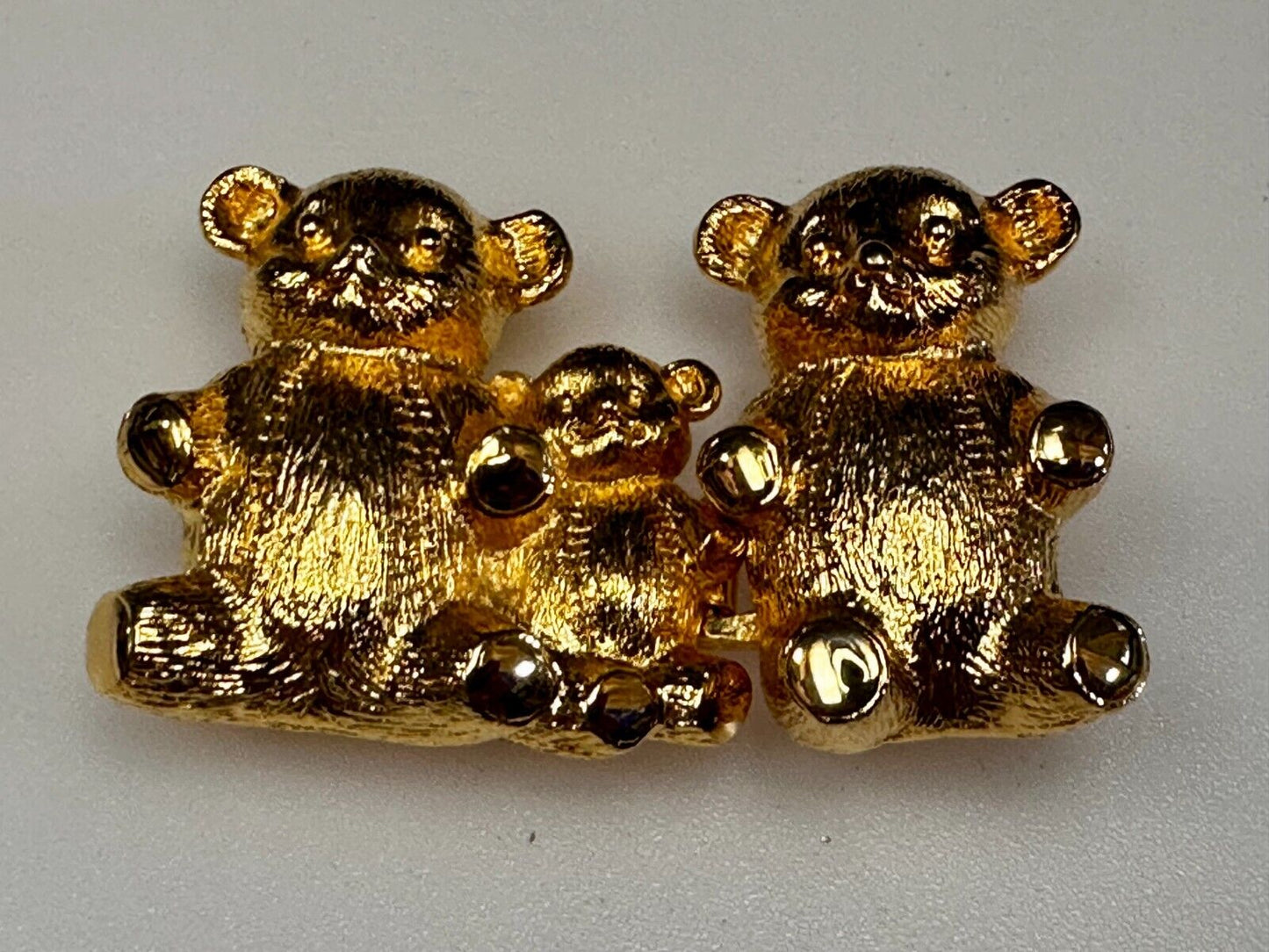 Bear Family Two Piece Interlocking Gold Tone Vintage Belt Buckle by Dotty Smith