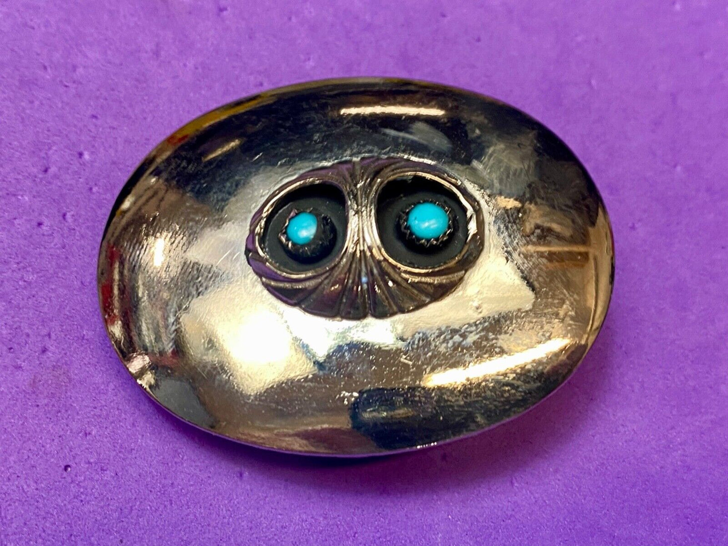 B Cayaditto Zuni Navajo Native American Belt Buckle - see BC hallmark