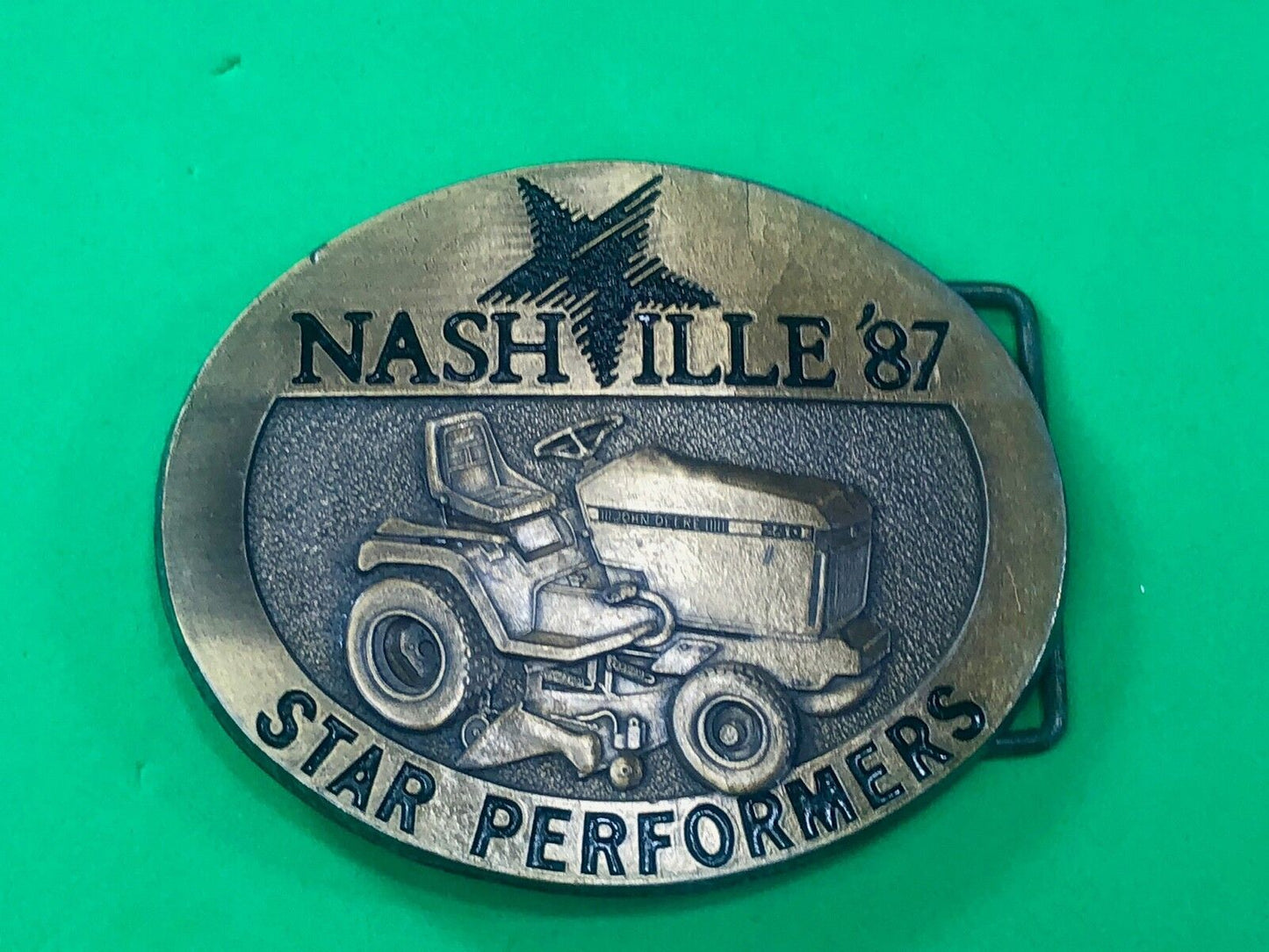 Vintage 1987 NASHVILLE John Deere Lawn Tractors Star Performers Belt Buckle