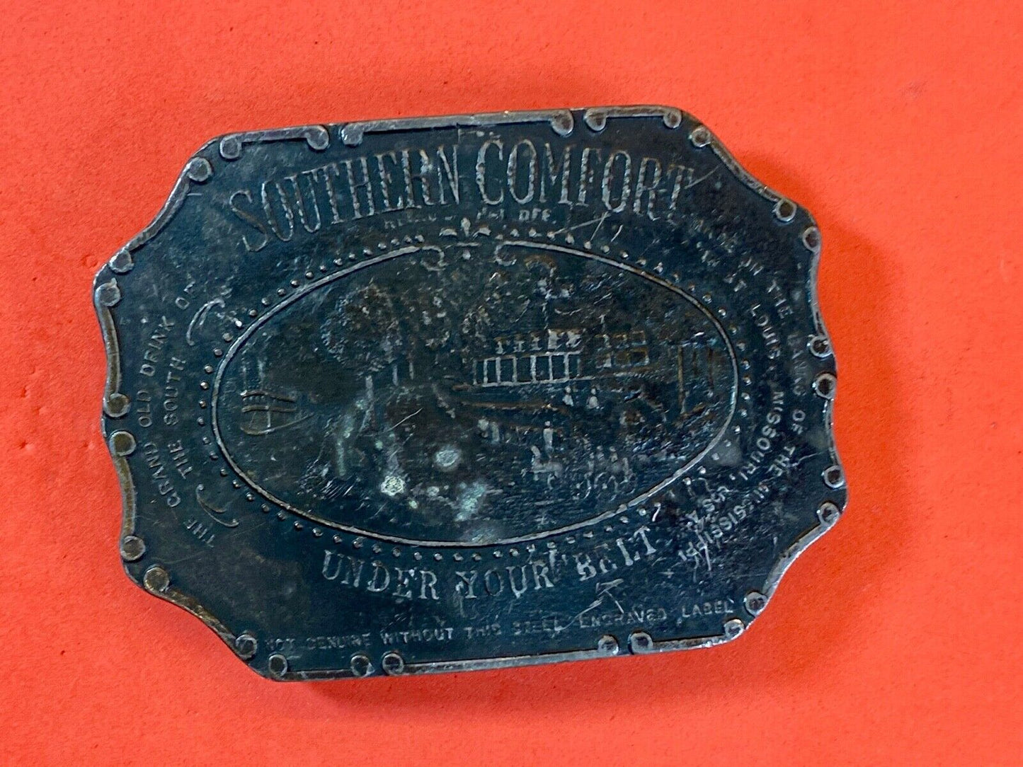 Vintage 70S Southern Comfort "Under Your Belt" Belt Buckle Brass Whiskey
