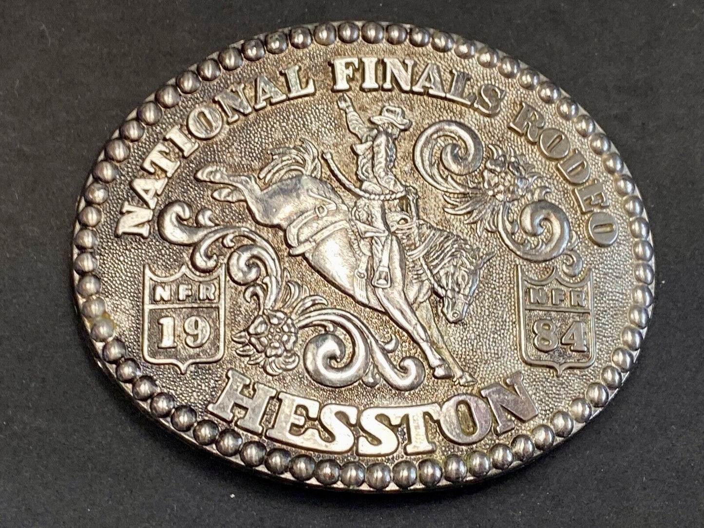 1984 Adult Size Nfr National Finals Rodeo Belt Buckle By Fred Fellows