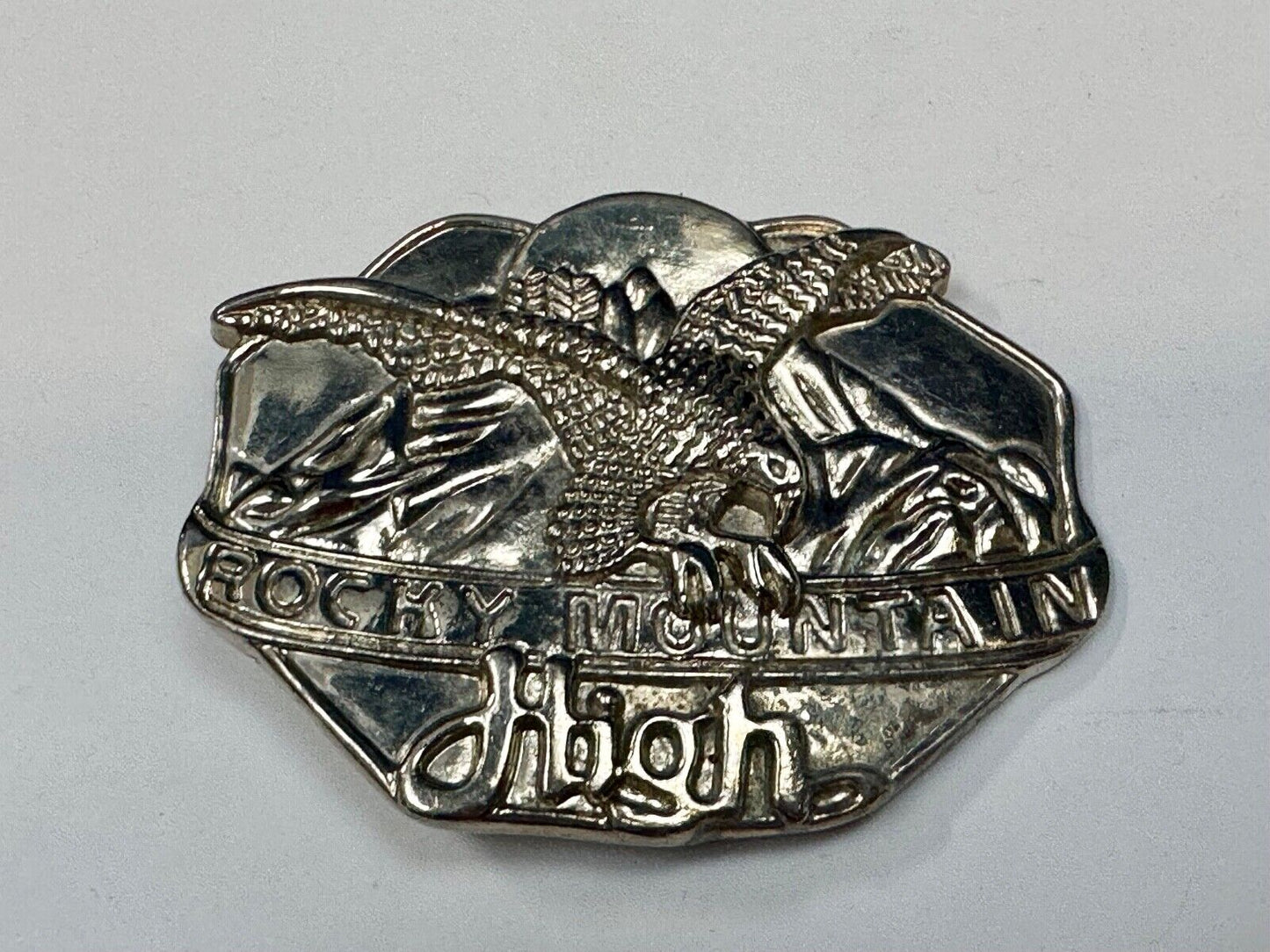 Vintage Rockey Mountain High Eagle Mountains Silver Tone belt buckle