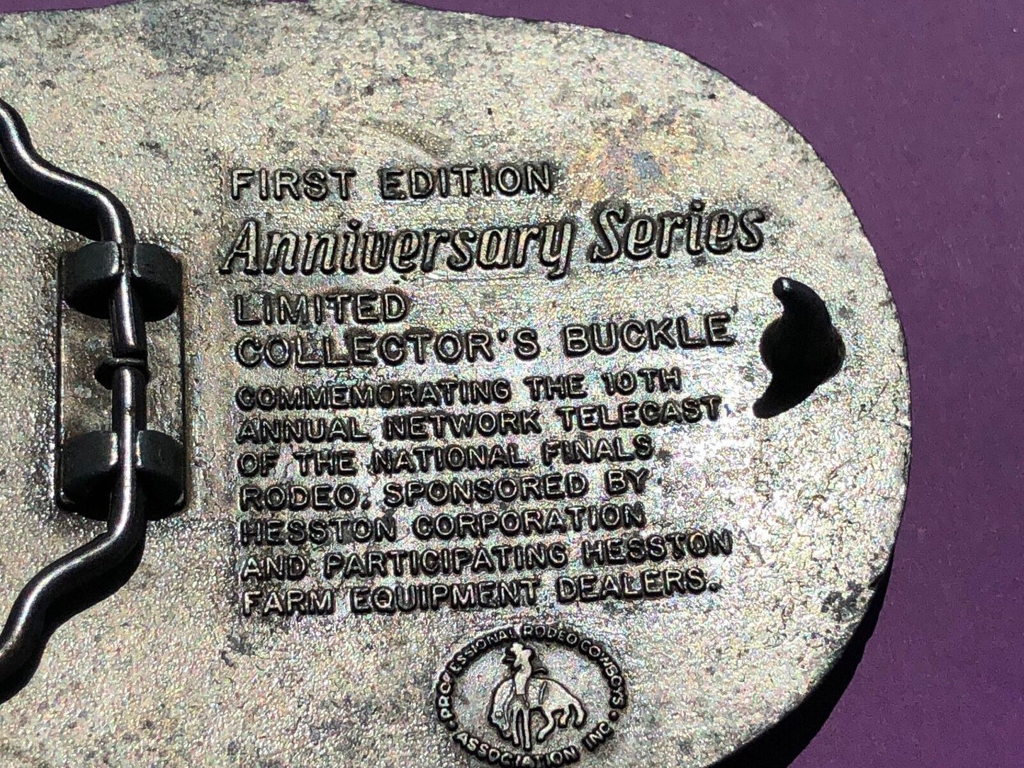 1983 25th Anniversary Series Hesston National Finals Rodeo Belt Buckle 3.5x3"
