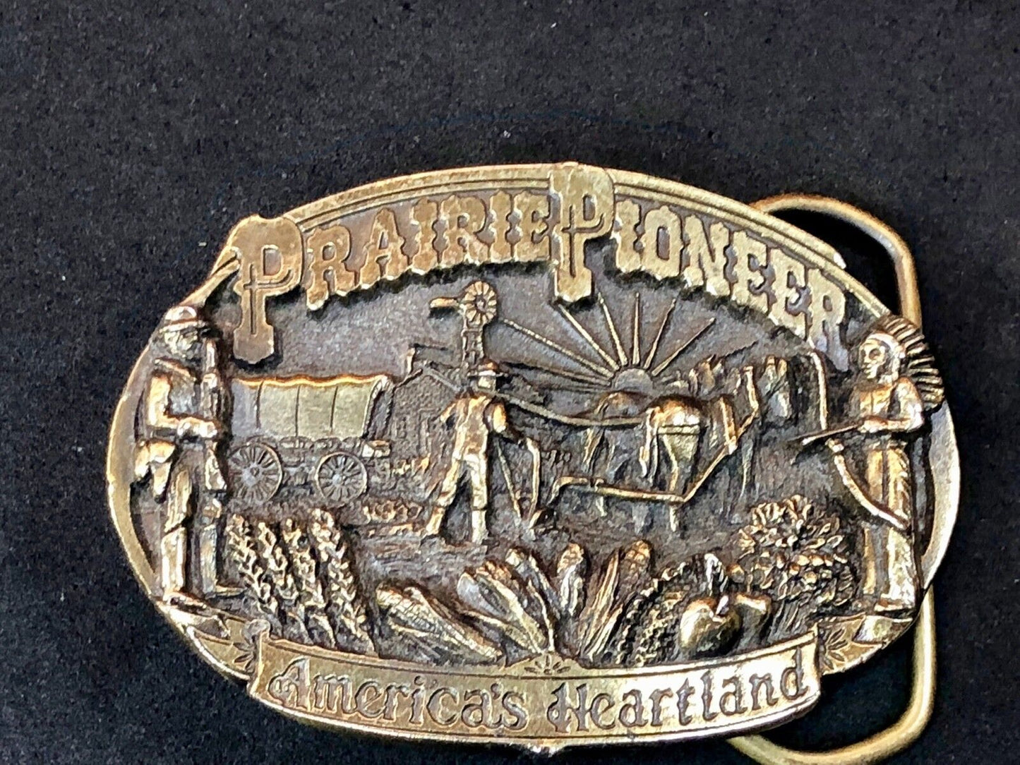 Vintage 1984 Prairie Pioneer Americas Heartland Great American Belt Buckle