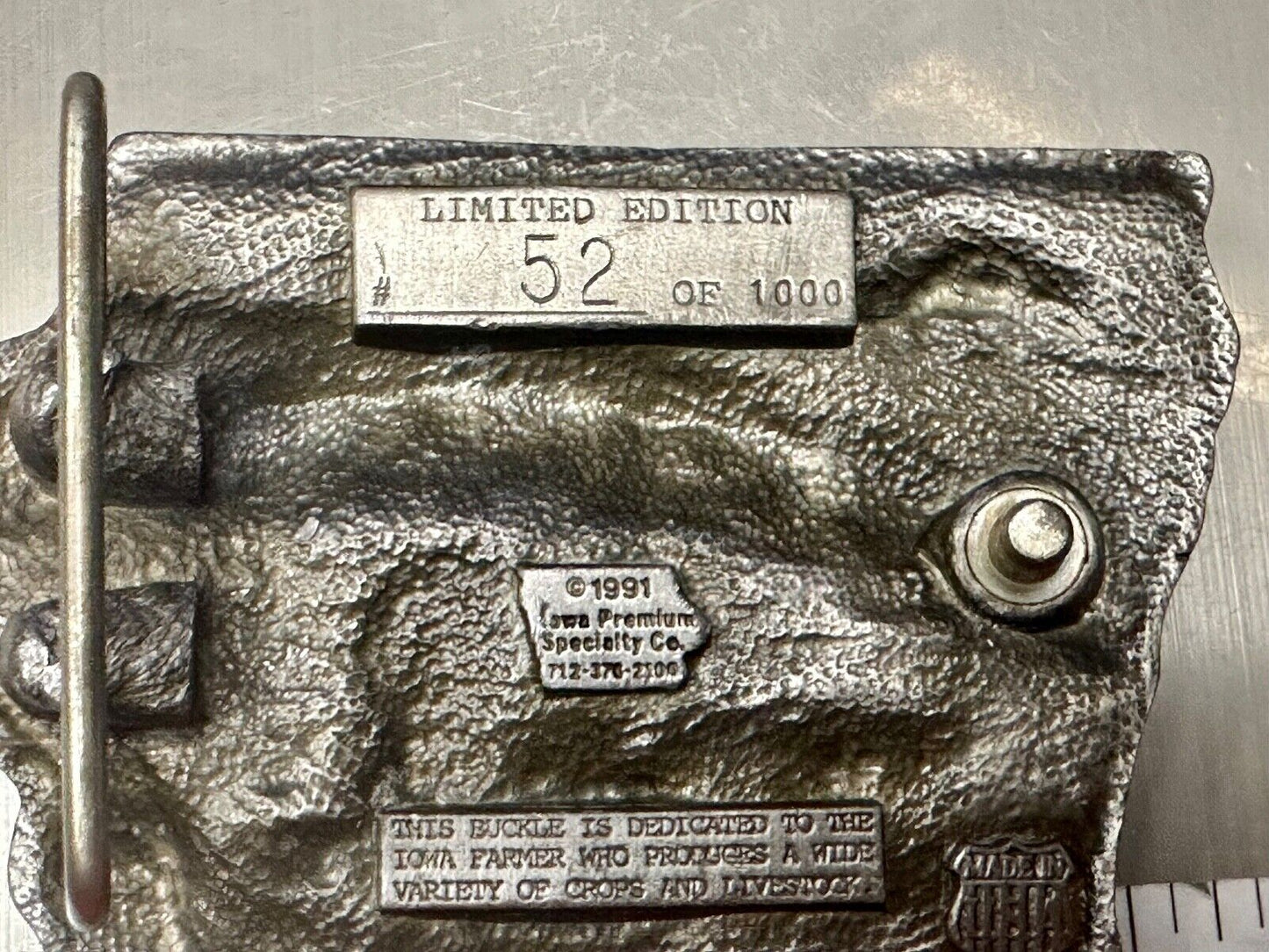 1991 Iowa State Farm Commemorative belt buckle