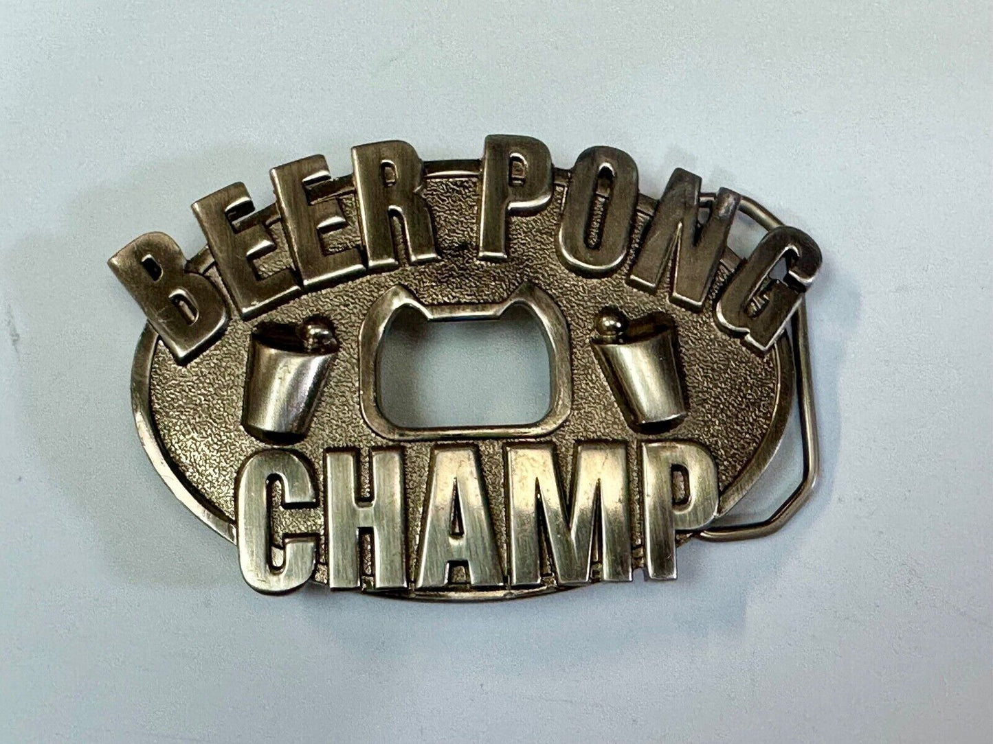 Beer Pong Champ Bottle Opener, Belt Buckle Award funny Novelty by Kalan