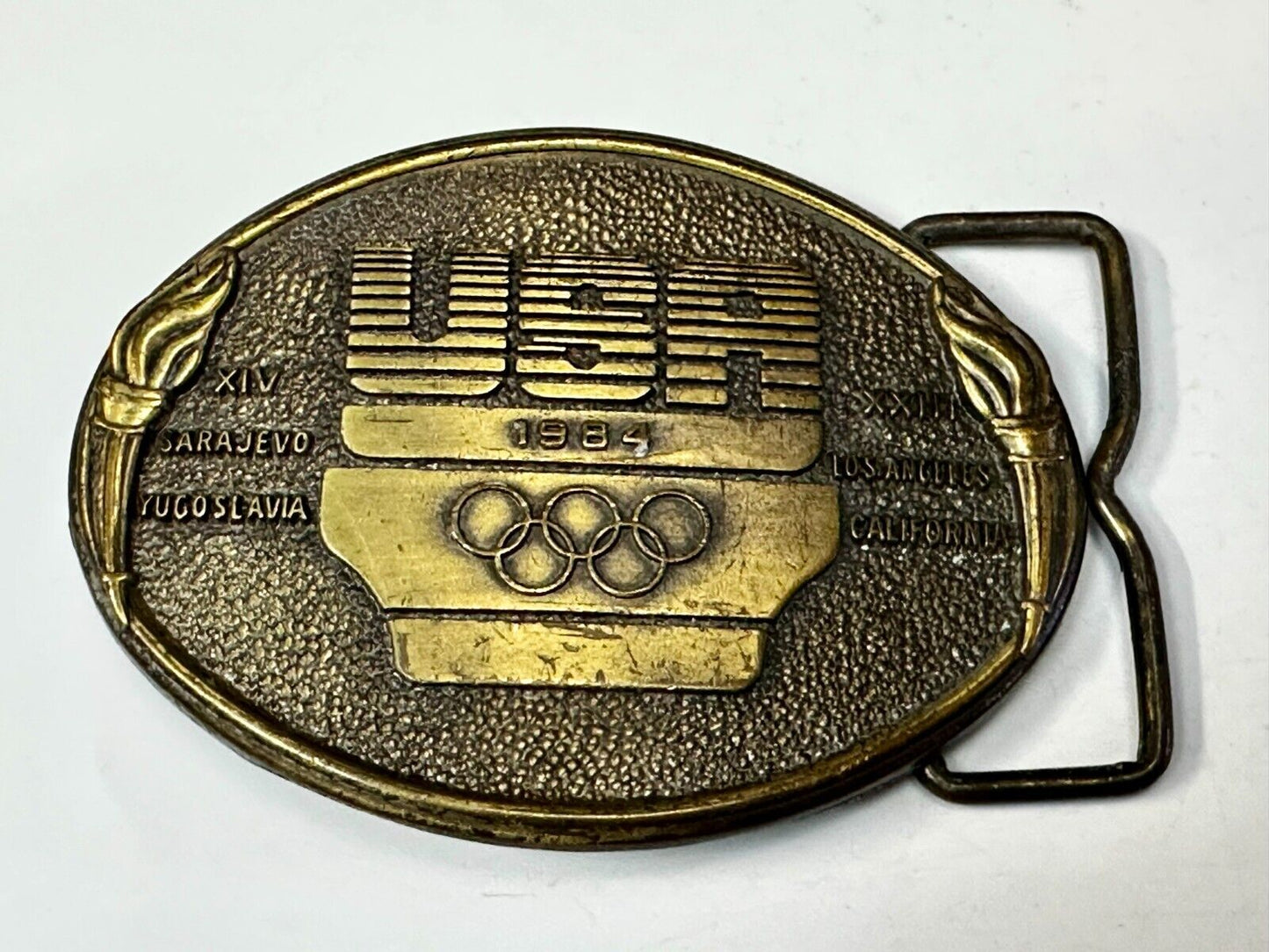 1984 USA Olympics Los Angeles California Vintage Commemorative Belt Buckle