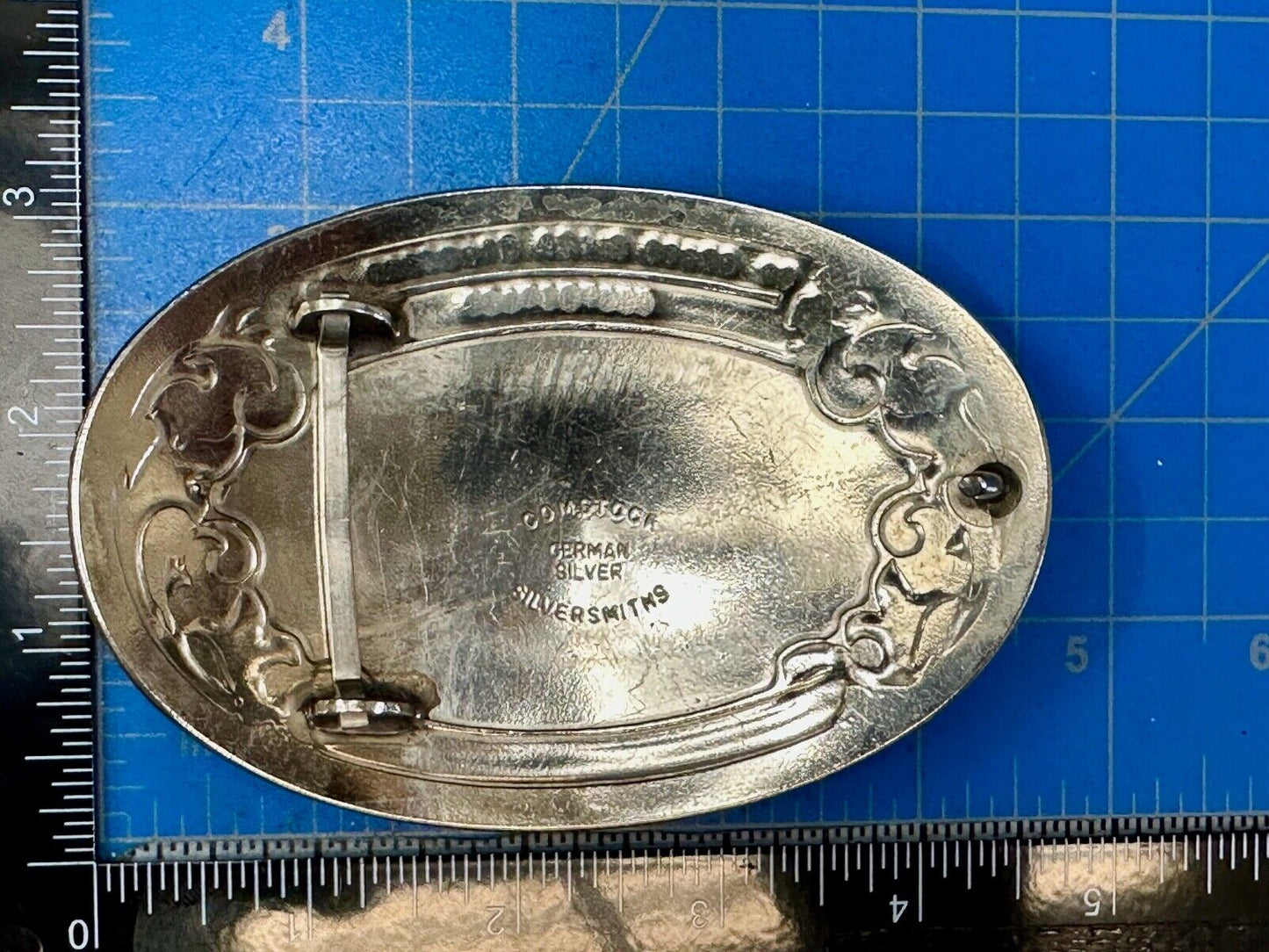 1983 Snake River Stampede Rodeo Idaho Trophy Comstock German Silver belt buckle