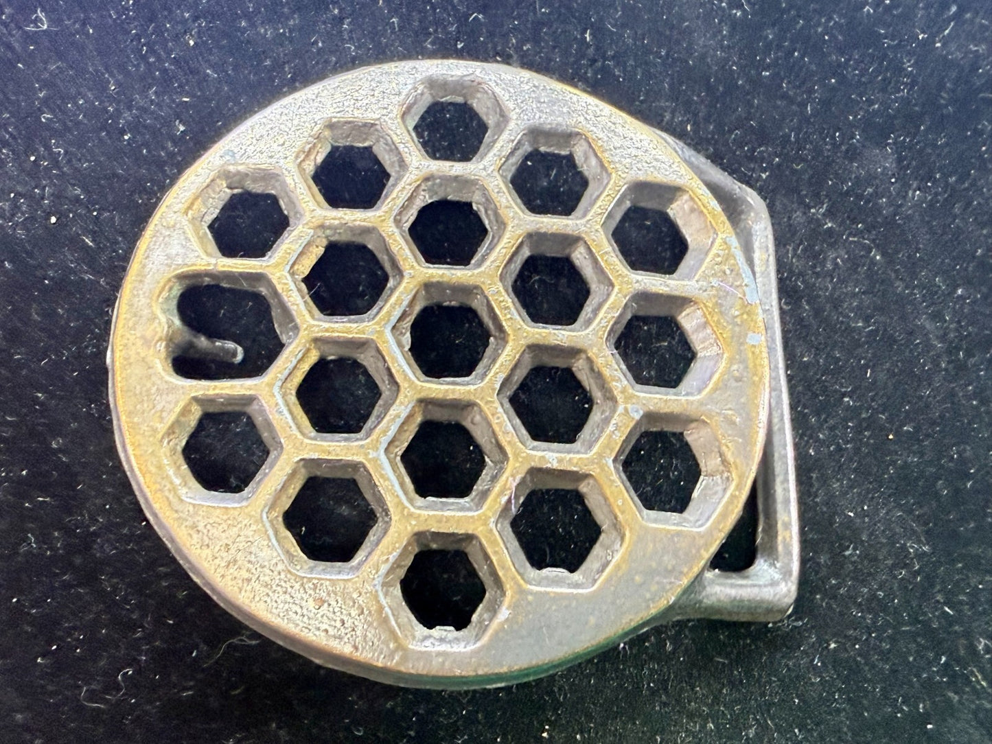 Artisan Welder Metalwork Abstract Honeycomb Open Work Vintage Belt Buckle