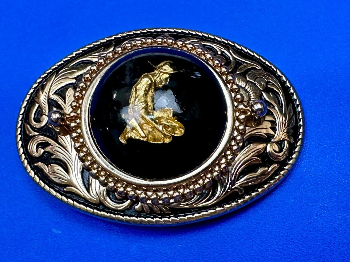 Artisan Gold Panning Beautiful centerpiece in Vintage western Belt Buckle