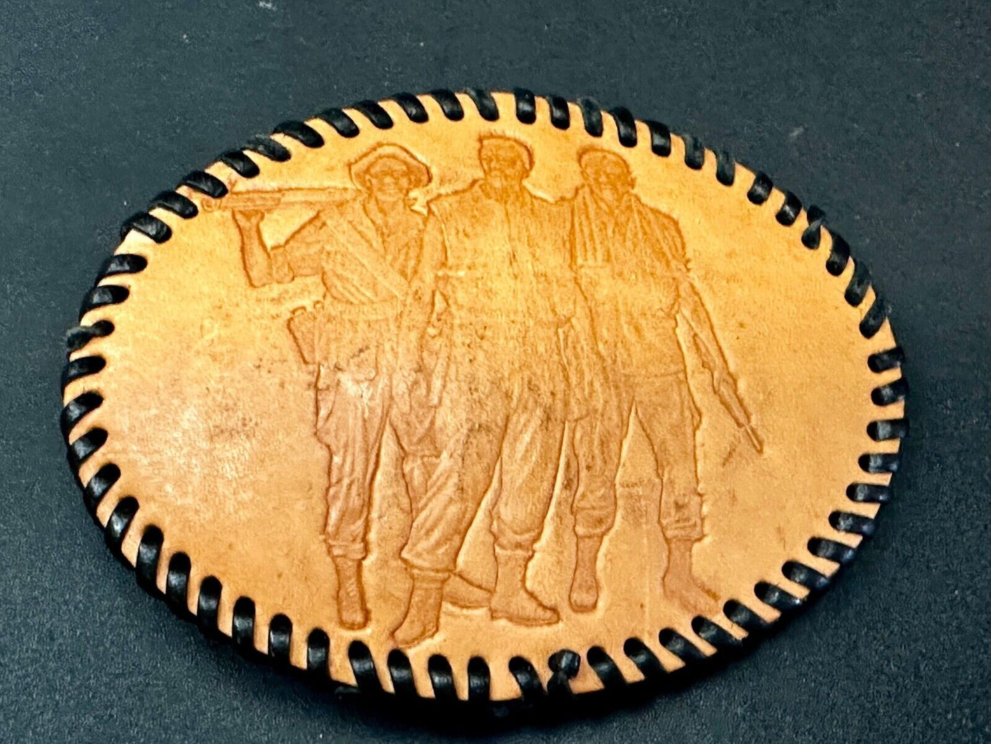 Three Soldiers Statue Vietnam War Memorial Leather Washington DC Belt Buckle
