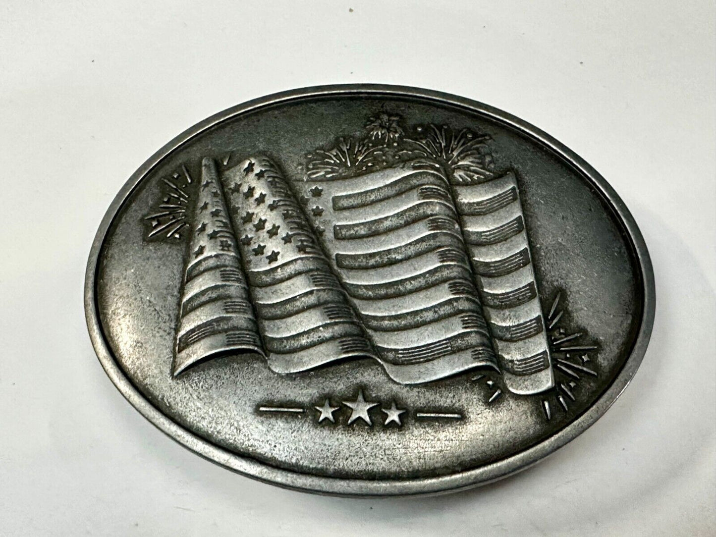 American US Flag Stars Stripes Patriotic Belt Buckle & Can holder by BevBuckle