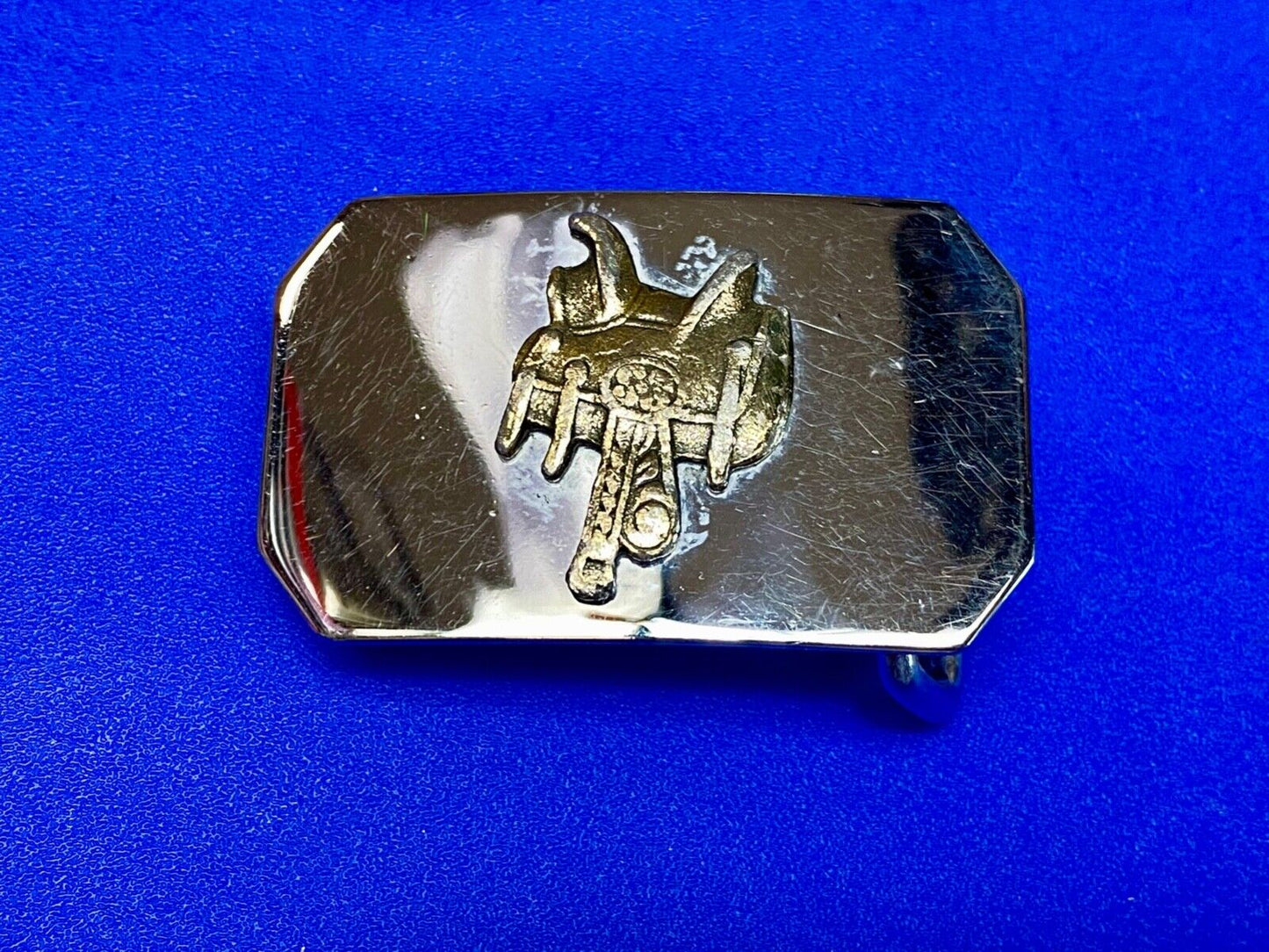 USA made Vintage two tone horse saddle western belt buckle