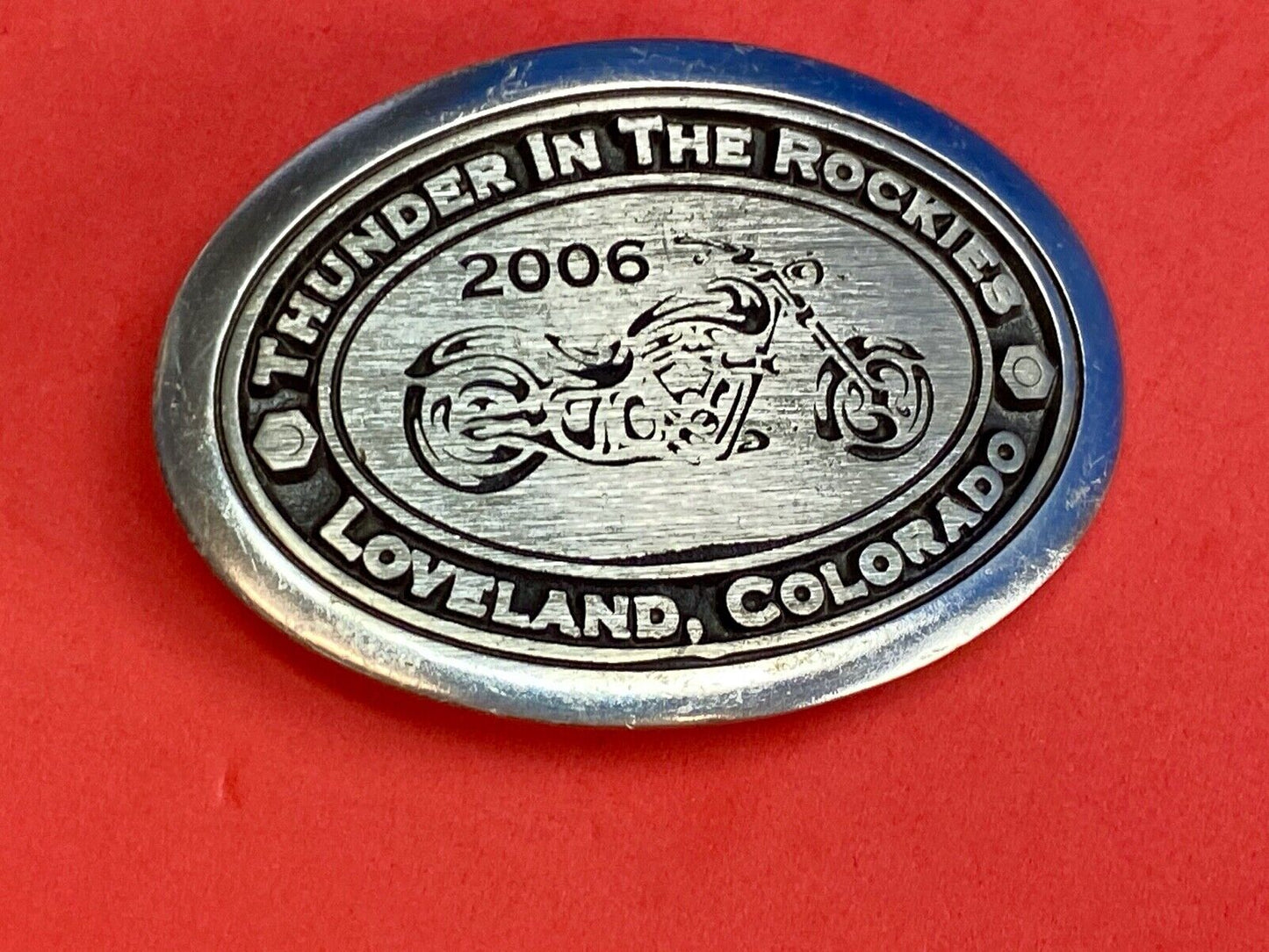 2006 Thunder in the Rockies belt buckle Colorado motorcycle bike rally RARE. #36