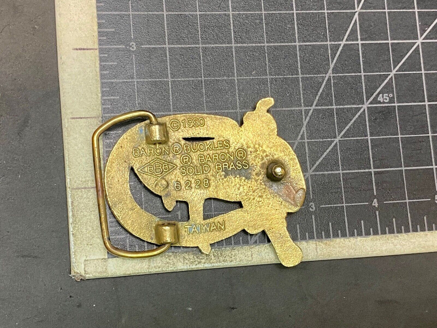 Vintage 1980 Horse Saddle Solid Brass Belt Buckle By Baron Brass Works