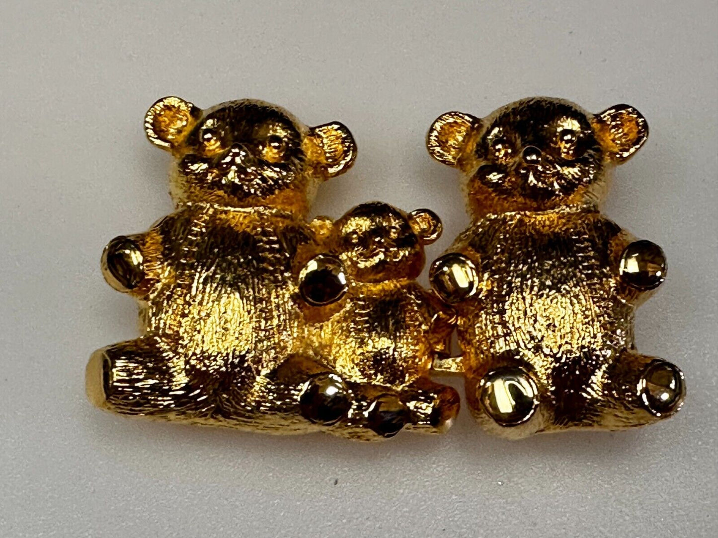 Bear Family Two Piece Interlocking Gold Tone Vintage Belt Buckle by Dotty Smith