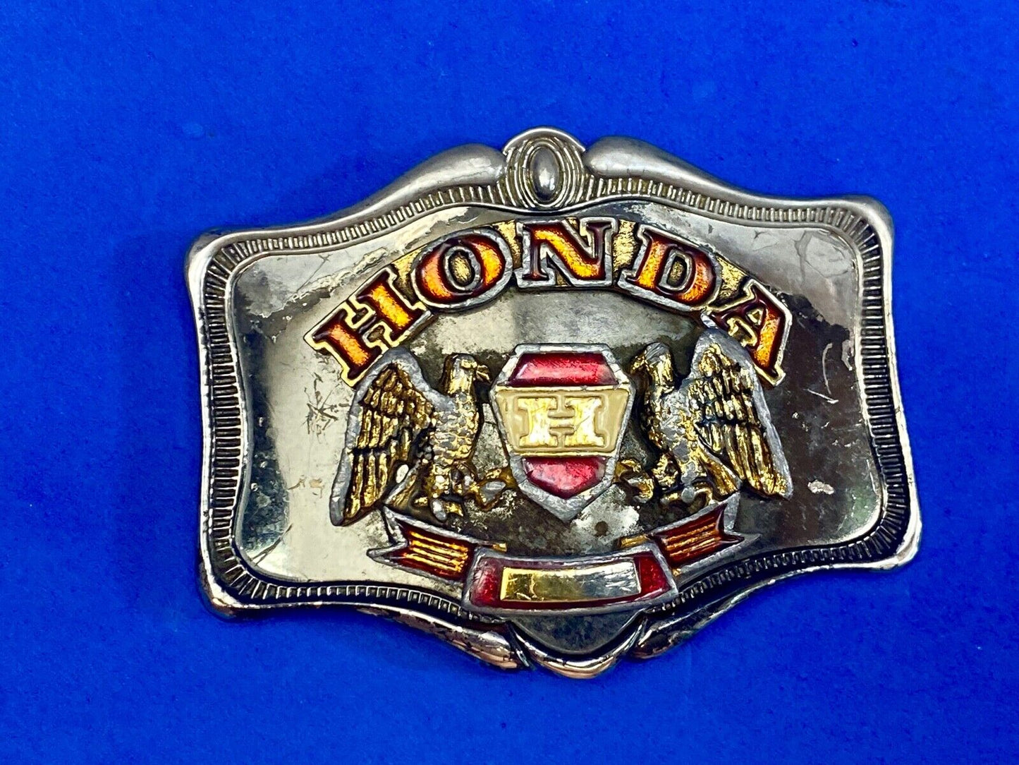 Vintage 1978 Honda H Gold Wing Two Eagle's Logo Western Framed Belt Buckle