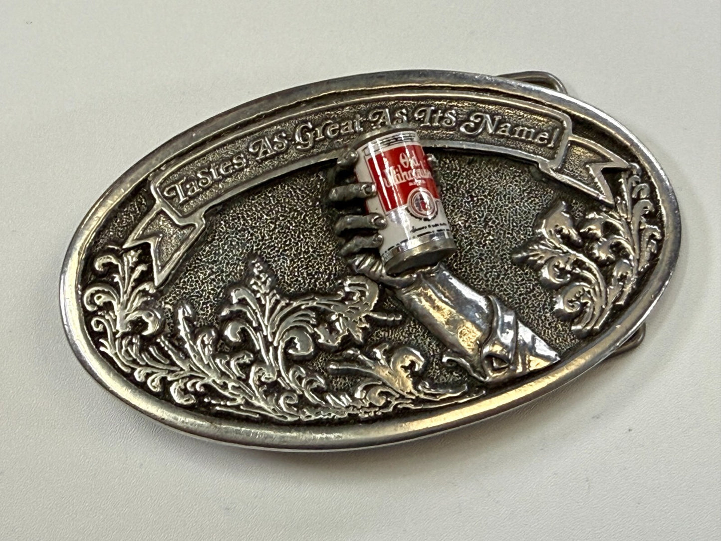 Taste as Great as Its Name Old Milwaukee Beer Promotional Belt Buckle by Adezy