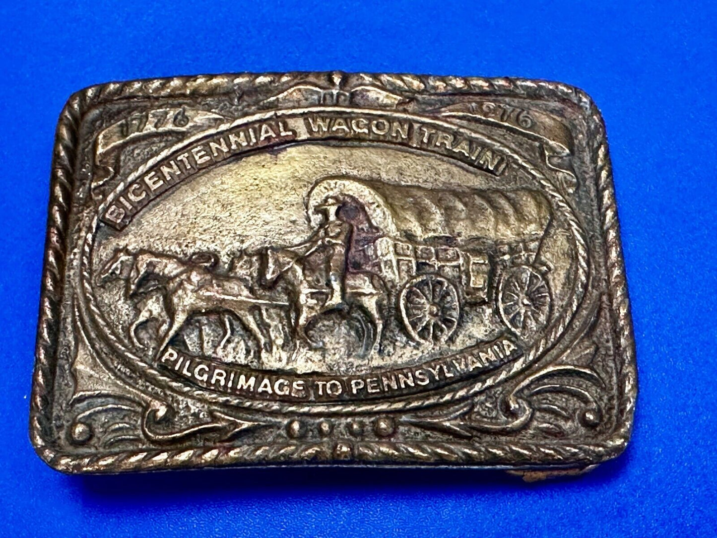 Bicentennial Wagon Train Pilgrimage Pennsylvania American Revolution Belt Buckle