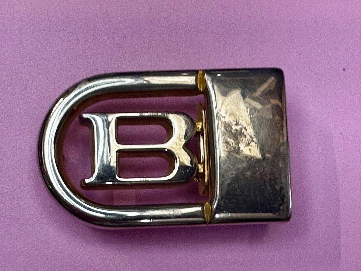 B - Letter Initial Monogram Vintage Gold tone swing arm small belt buckle