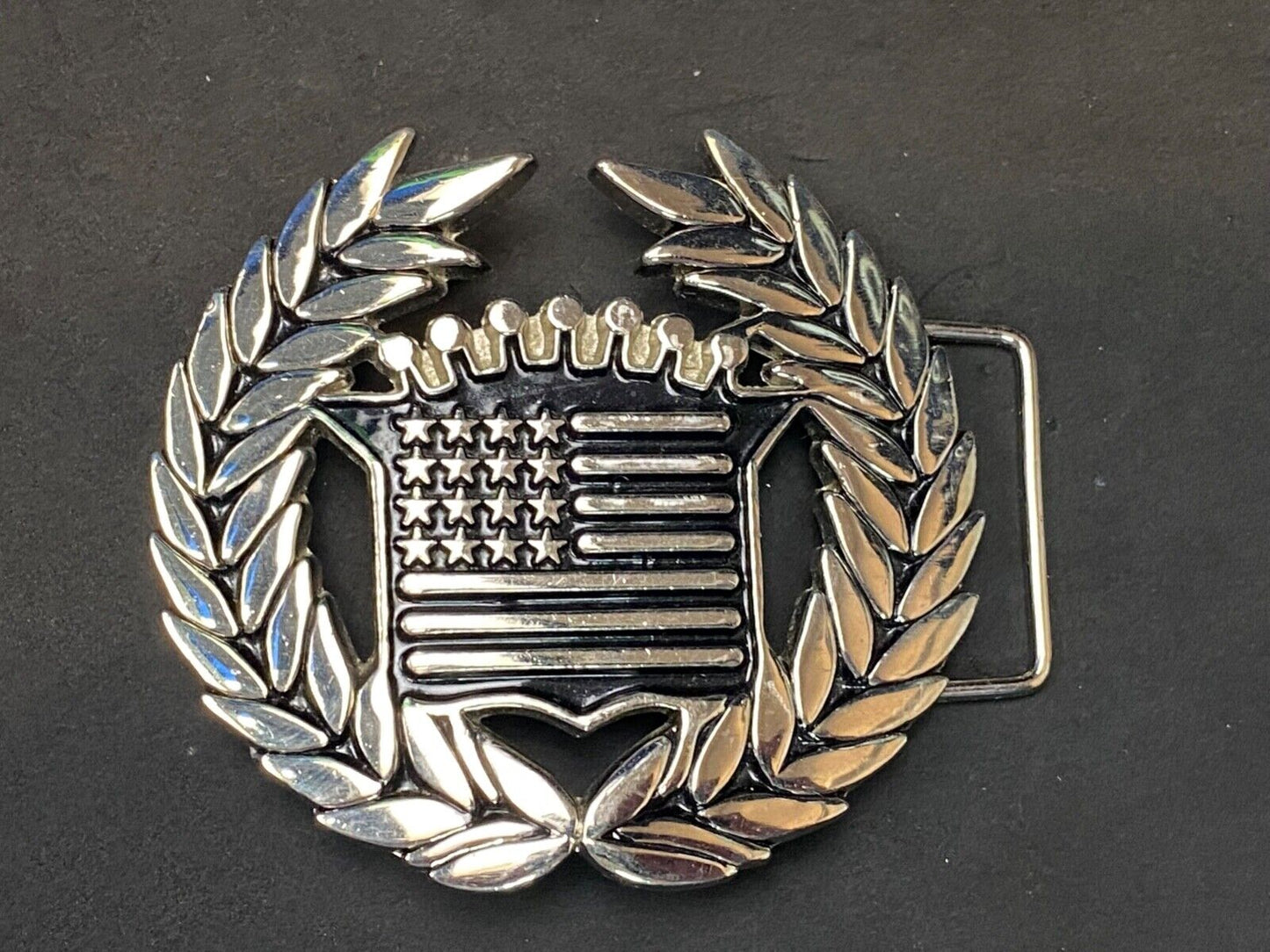 Vintage Cadillac Emblem Flag Chrome Large Belt Buckle Famous Stars And Straps