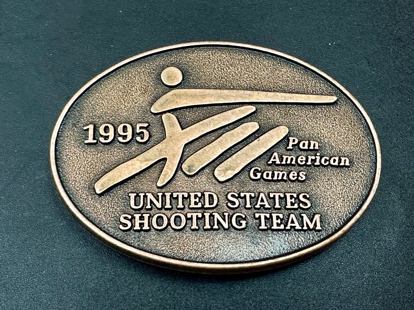 1995 United States US Shooting Team Pan American Am games belt buckle