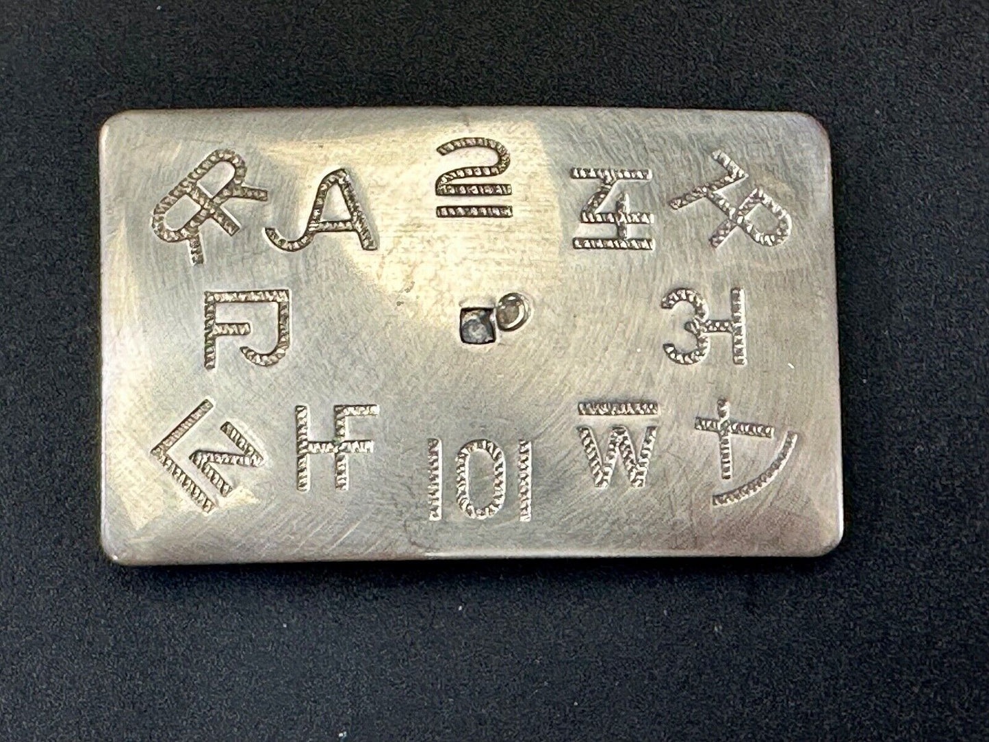 Vintage Chambers cattle branding symbols belt buckle - no center