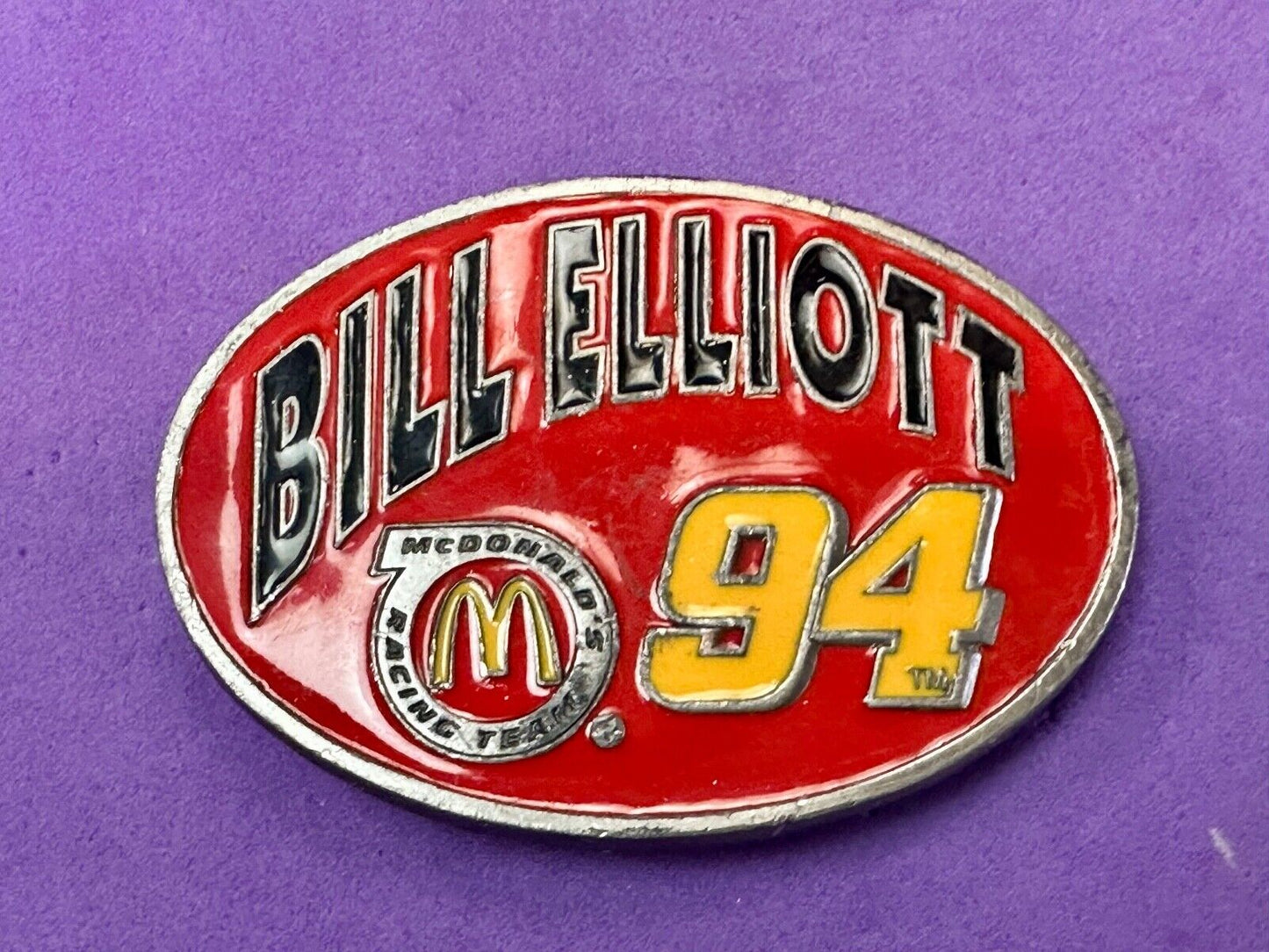 Bill Elliott #94 McDonald's car vintage Nascar race belt buckle N-28