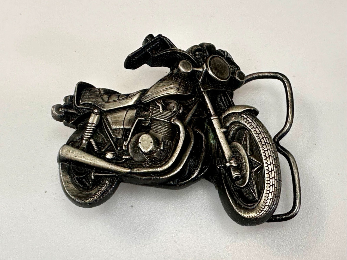 Vintage Chopper Motorcycle Bike Cutout 1979 Biker Rider Bergamot Belt Buckle