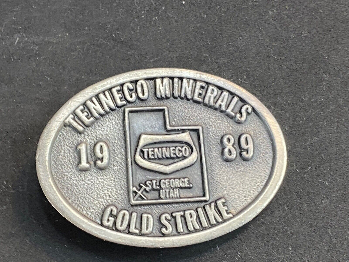 Tenneco Minerals 1989 Gold Strike Belt Buckle - St George Utah