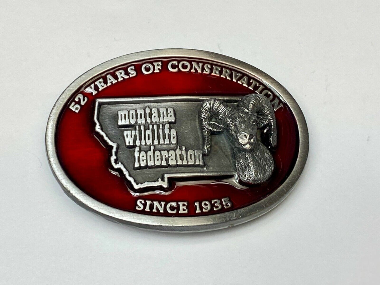 52 Years Of Conservation - State Of Montana Wildlife Federation Belt Buckle
