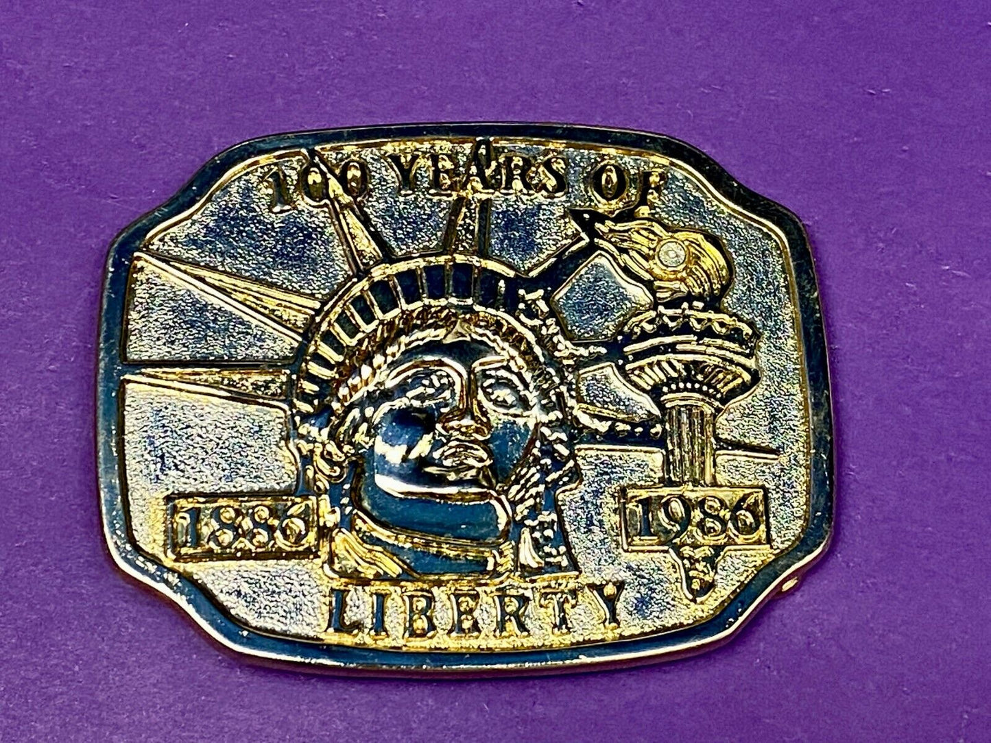 1886-1986 100 Years Of Liberty Statue Of Lady Liberty Belt Buckle Patriotic Nyc