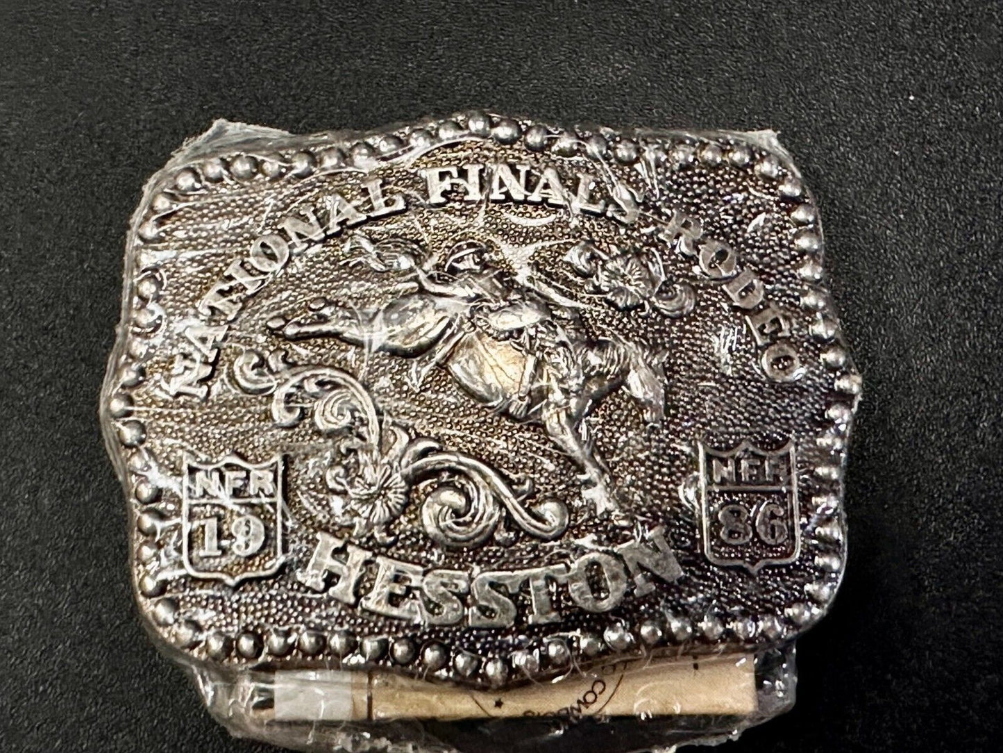 1986 Hesston National Finals Rodeo NFR Cowboys Youth Size NOS Belt Buckle